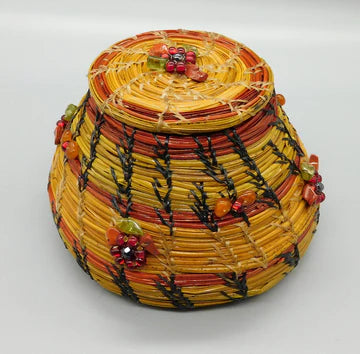 Bev Wood pine needle baskets basketmaker Whitehorse Yukon artist fine craft made in Canada local art