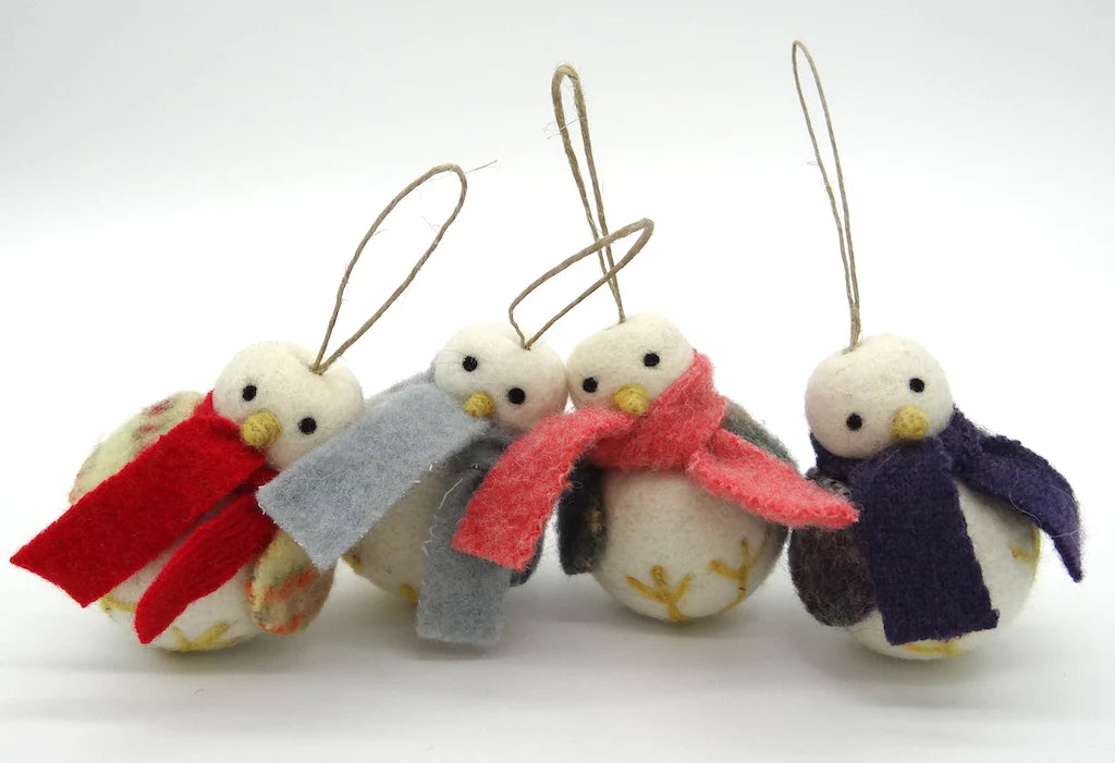 Amber Goes Violet Handmade felt ornaments and tea cosies made in Canada artisan tea cosy snowman ornament